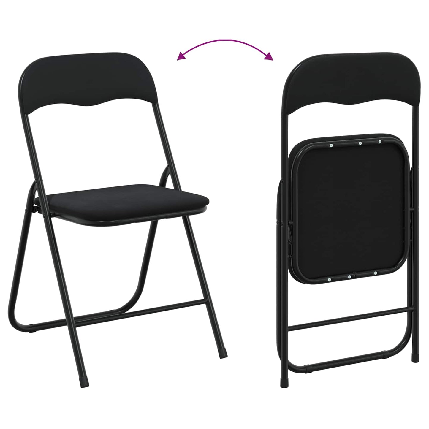Klappstuhl 2 Stk. Samt Schwarz 48 x 44 x 78 cm