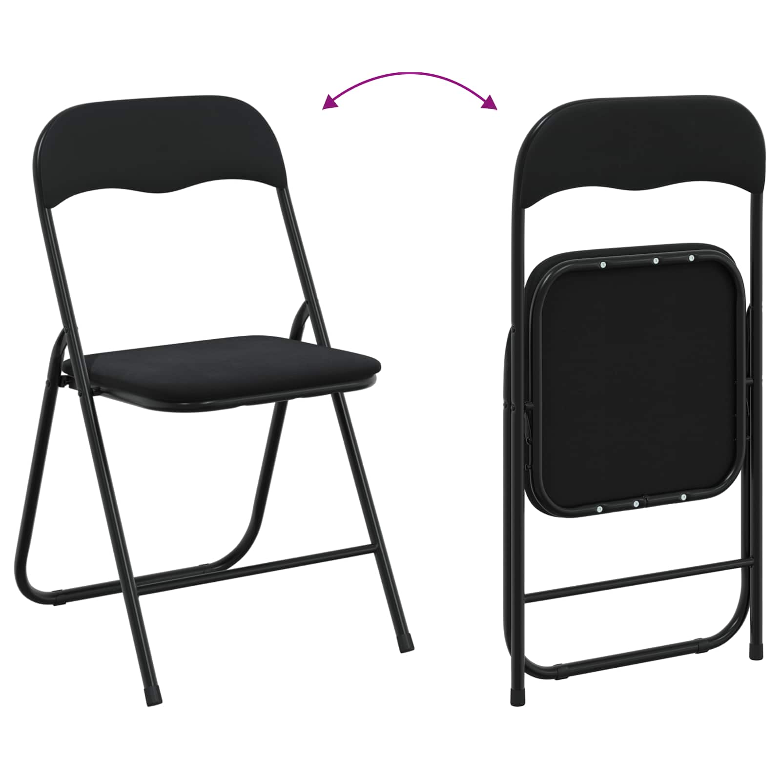 Klappstuhl 2 Stk. Samt Schwarz 48 x 44 x 78 cm