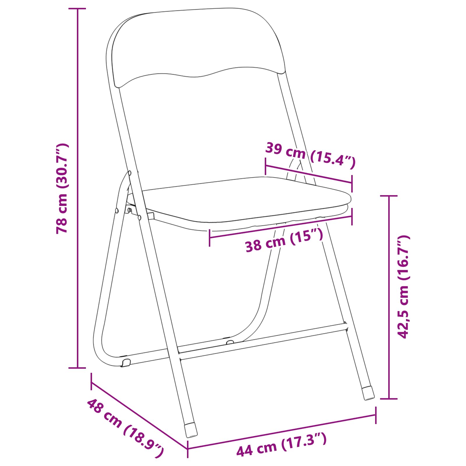 Klappstuhl 2 Stk. Samt Schwarz 48 x 44 x 78 cm
