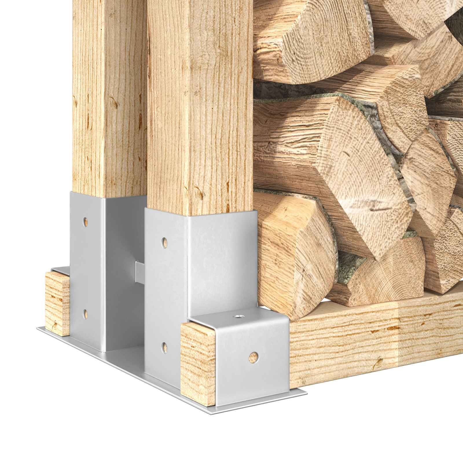 Hilfsmittel für Holzstapel 12 Stk. Silber 34 x 10 x 15 cm Stahl