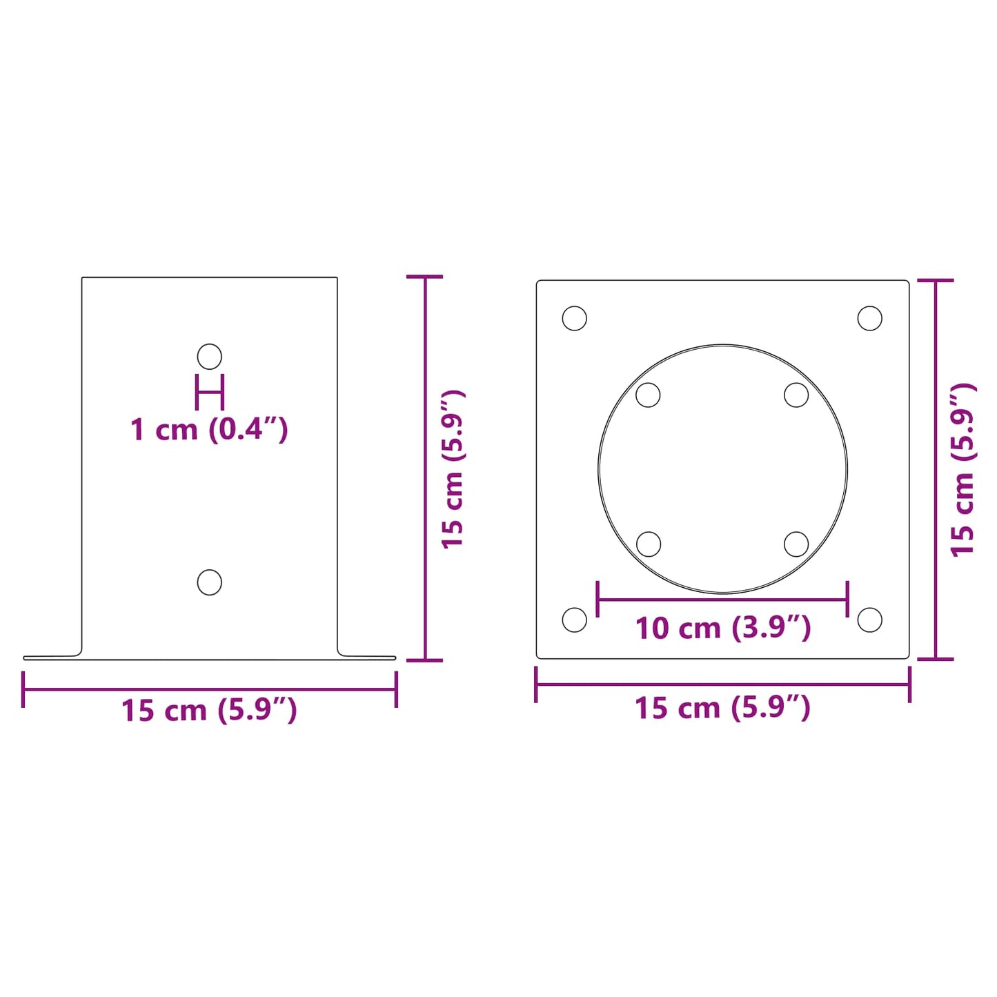 runder Bodenanker 4 Stk. Silber 15 x 15 x 15 cm Metall