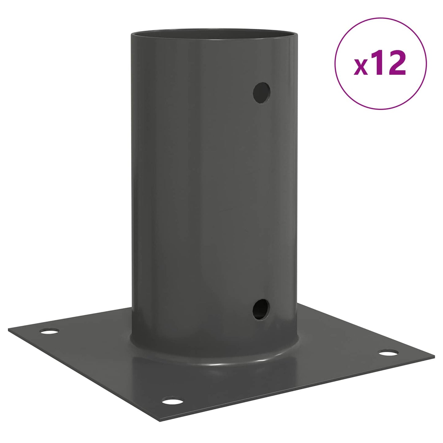 runder Bodenanker 12 Stk. Anthrazit 15 x 15 x 15 cm Metall