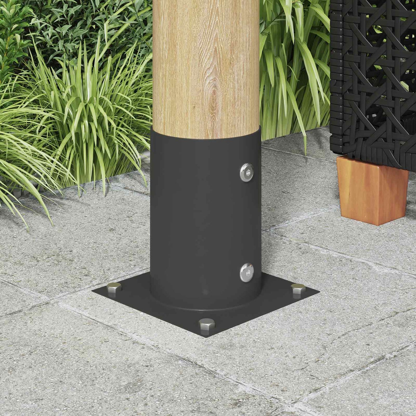 runder Bodenanker 4 Stk. Anthrazit 15 x 15 x 15 cm Metall