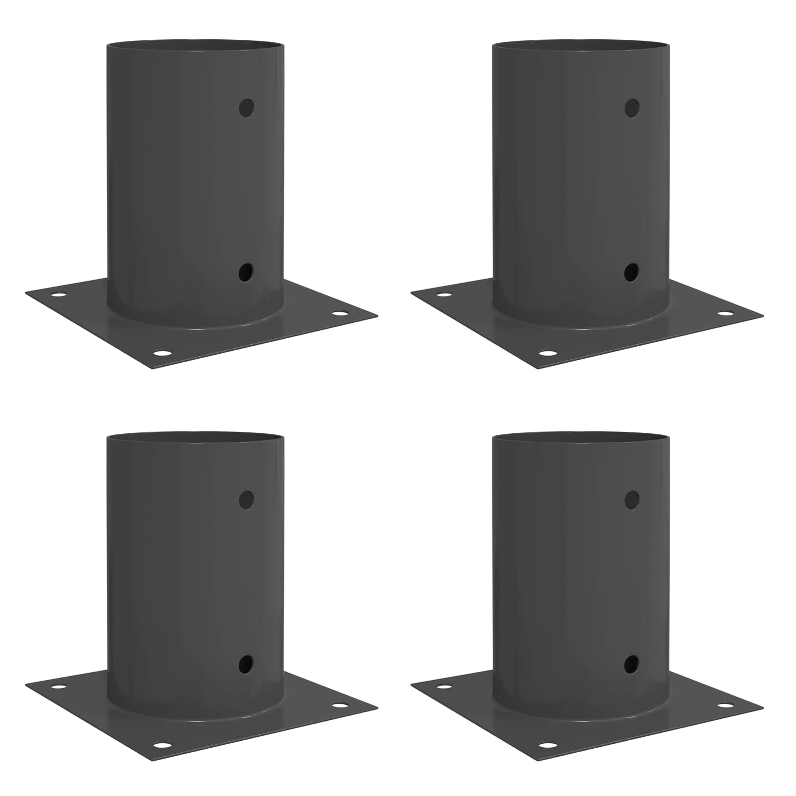 runder Bodenanker 4 Stk. Anthrazit 15 x 15 x 15 cm Metall