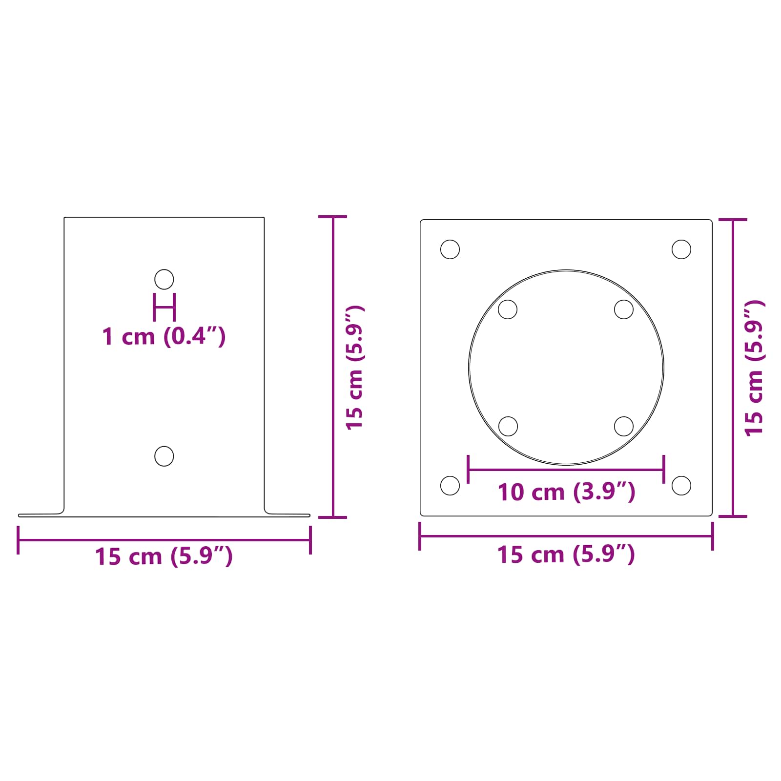 runder Bodenanker 4 Stk. Anthrazit 15 x 15 x 15 cm Metall