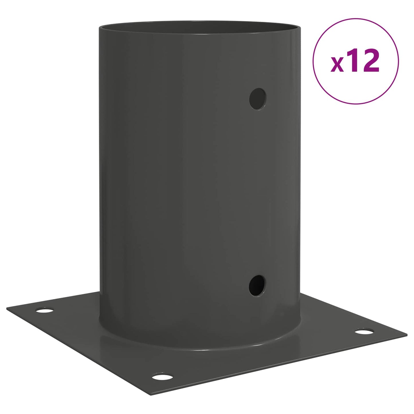 runder Bodenanker 12 Stk. Anthrazit 15 x 15 x 15 cm Metall