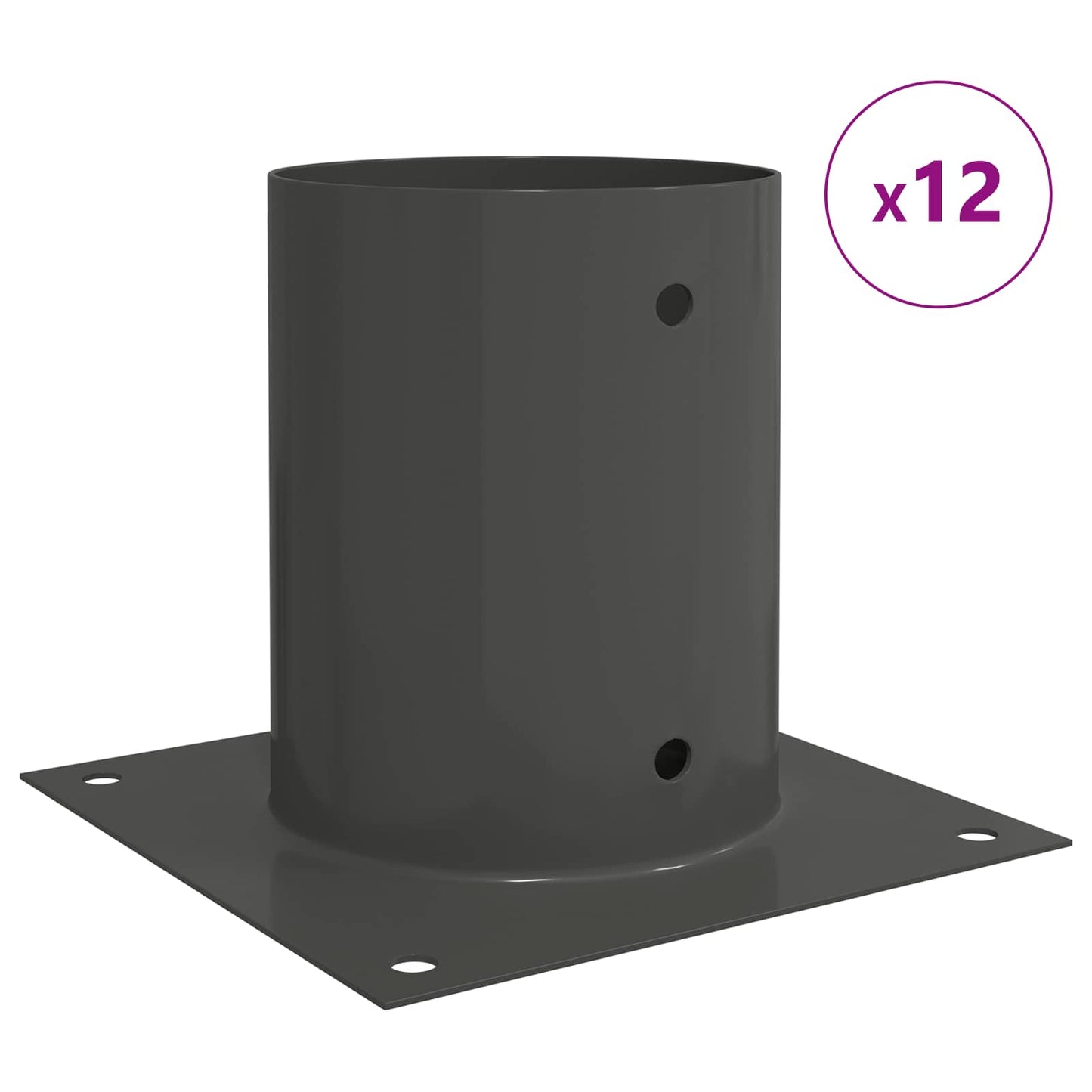 runder Bodenanker 12 Stk. Anthrazit 18 x 18 x 15 cm Metall