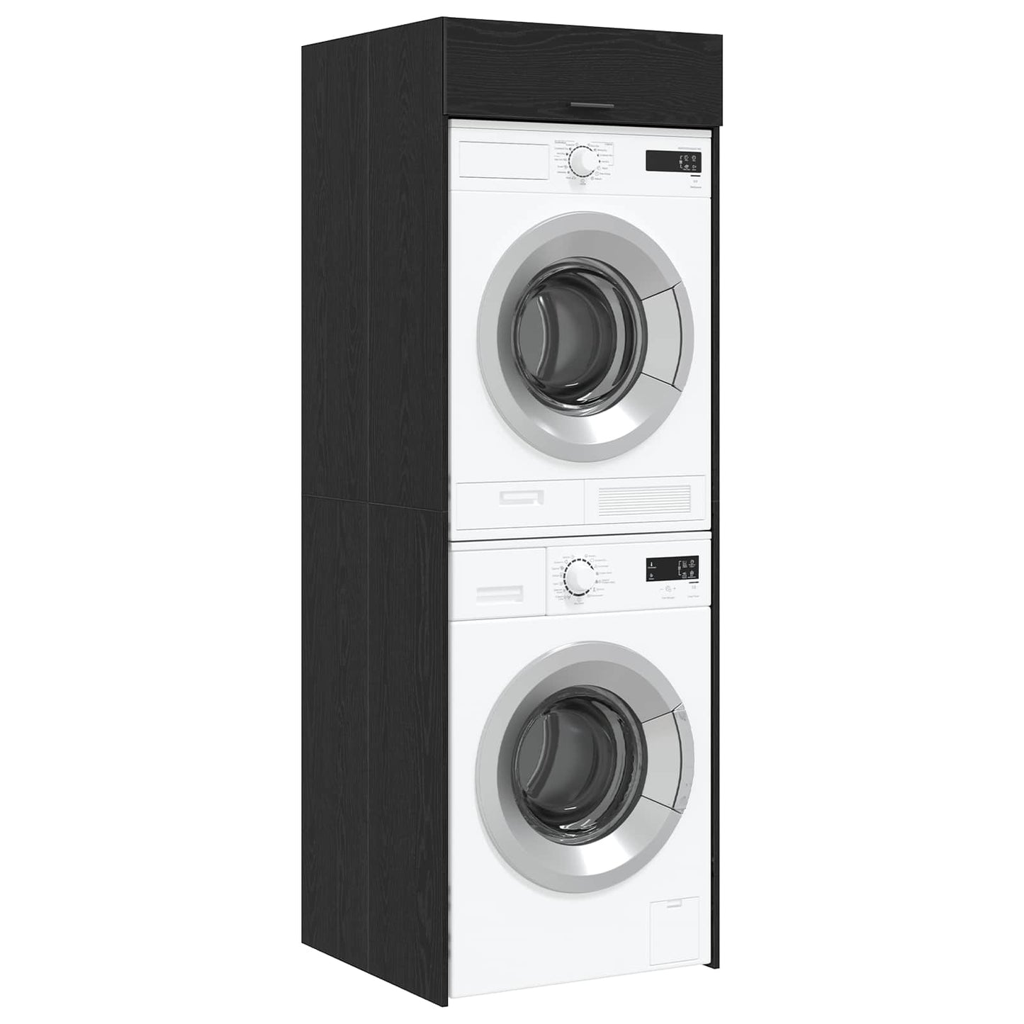 Waschmaschinen-Schrank Schwarz Eichen-Optik 67,5 x 68 x 200 cm