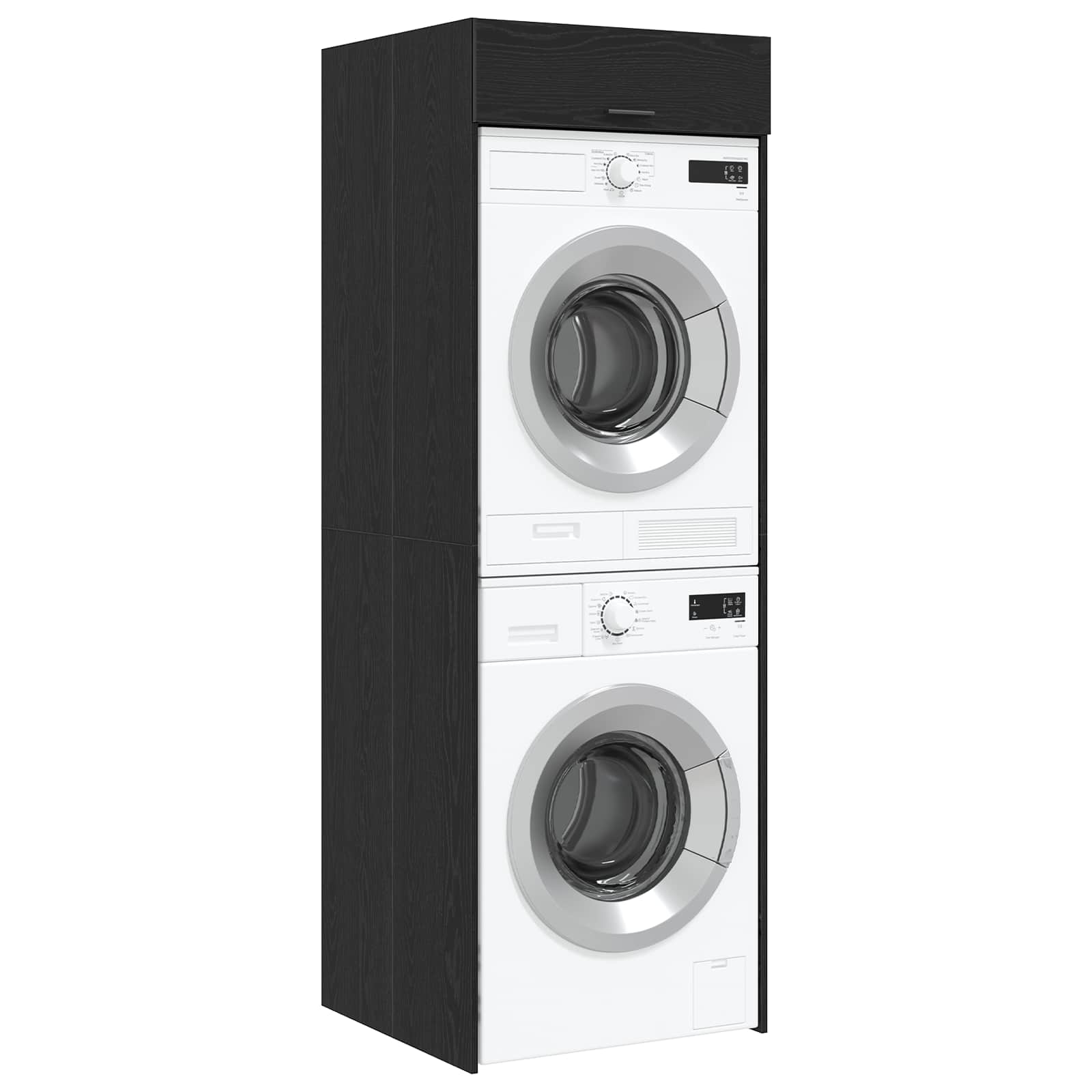Waschmaschinen-Schrank Schwarz Eichen-Optik 67,5 x 68 x 200 cm