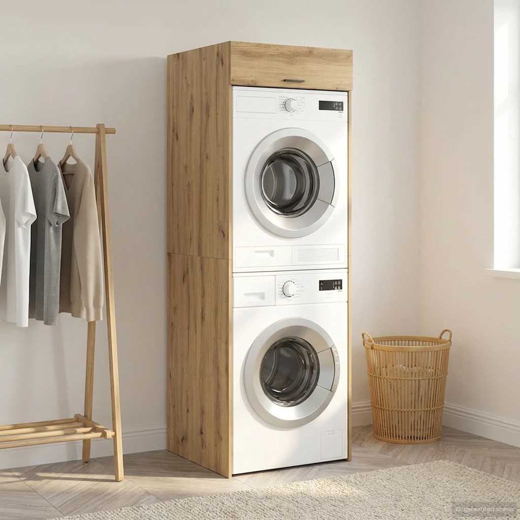 Waschmaschinen-Schrank mit Tür Artisan-Eiche 67,5 x 68 x 200 cm