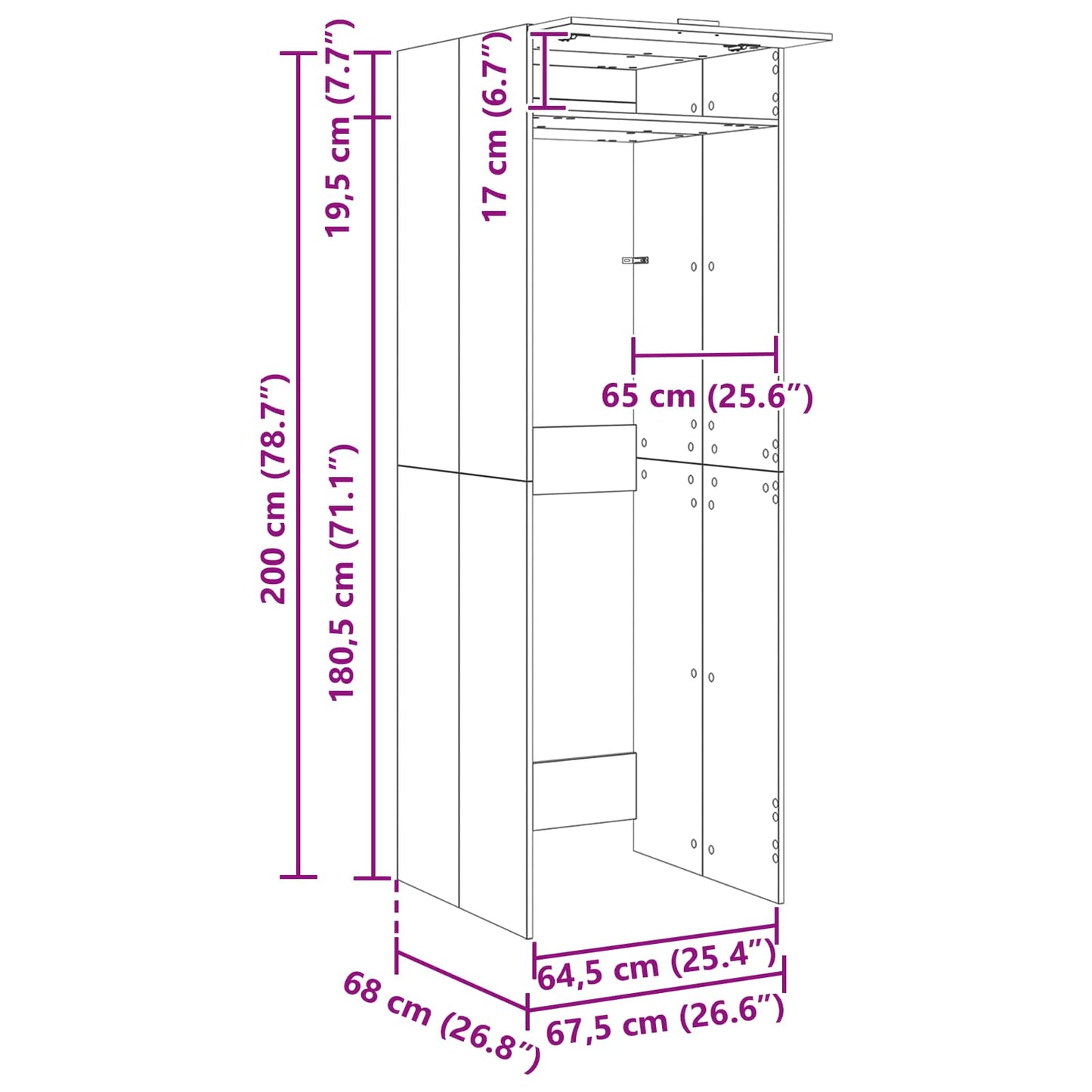 Waschmaschinen-Schrank mit Tür Artisan-Eiche 67,5 x 68 x 200 cm