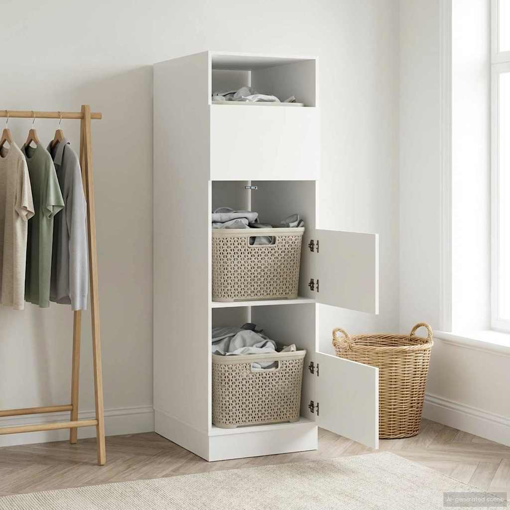 Wäscheschrank mit Speicher Weiß 50 x 68 x 162 cm Holzwerkstoff