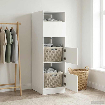 Wäscheschrank mit Speicher Weiß 50 x 68 x 162 cm Holzwerkstoff