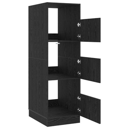 Wäscheschrank mit Tür Schwarz Eichen-Optik 50 x 68 x 162 cm