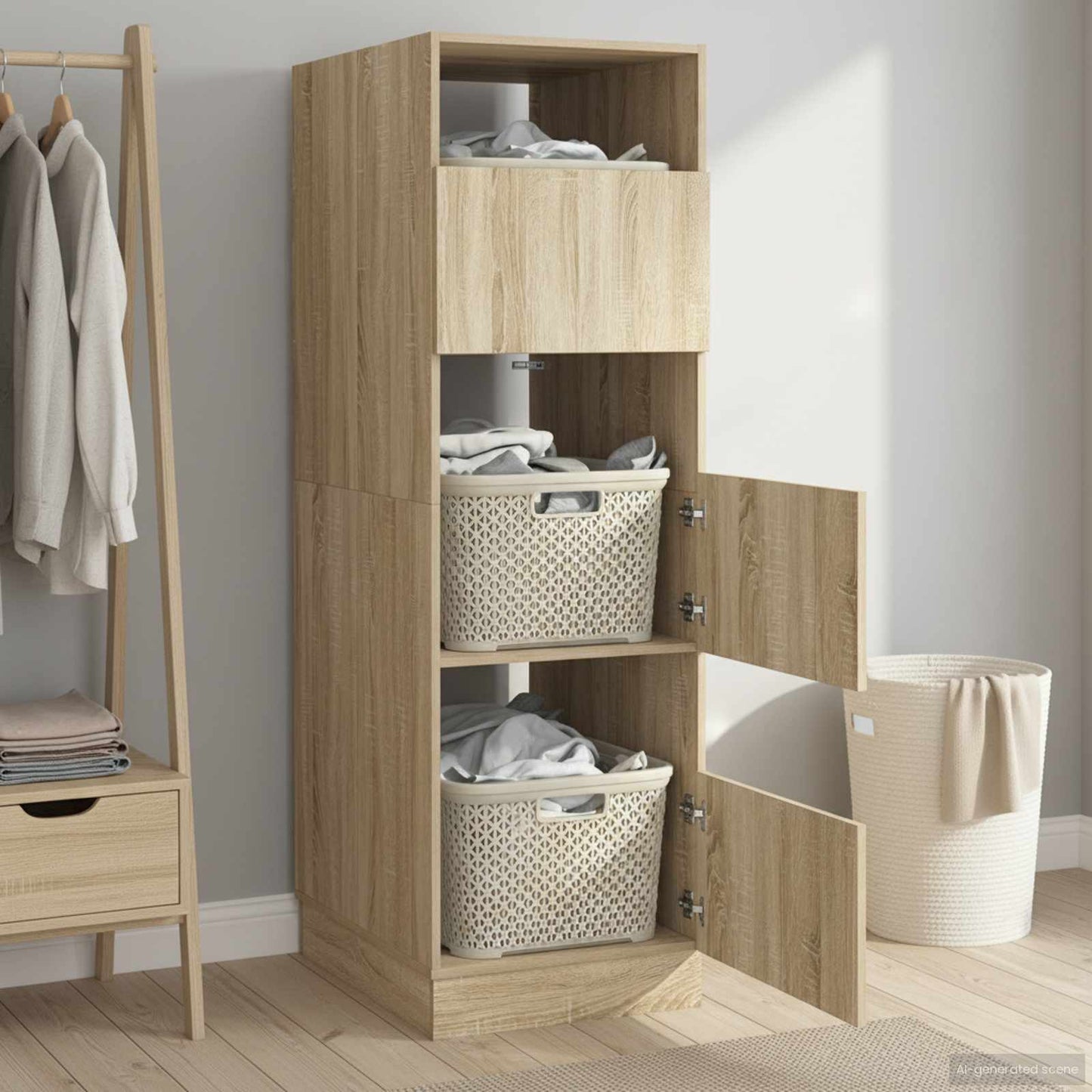 Wäscheschrank mit Tür Sonoma 50 x 68 x 162 cm Holzwerkstoff