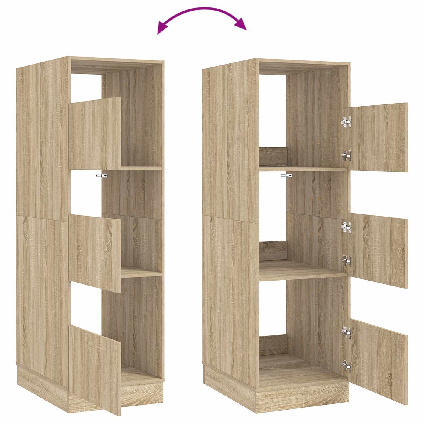 Wäscheschrank mit Tür Sonoma 50 x 68 x 162 cm Holzwerkstoff