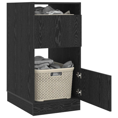 Wäscheschrank mit Tür Schwarz Eichen-Optik 50 x 68 x 102 cm