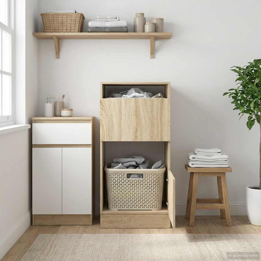 Wäscheschrank mit Tür Sonoma 50 x 68 x 102 cm Holzwerkstoff