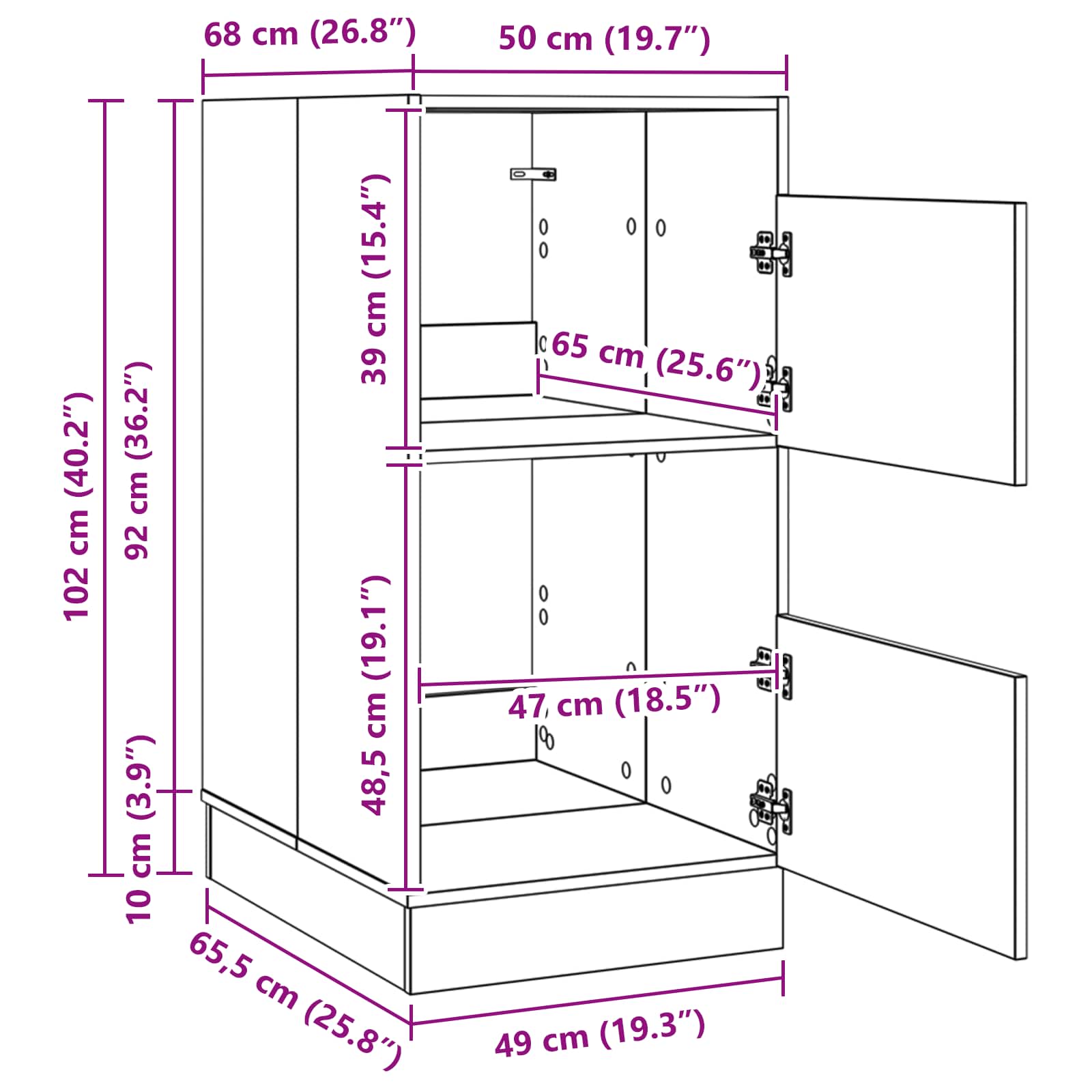 Wäscheschrank mit Tür Sonoma 50 x 68 x 102 cm Holzwerkstoff
