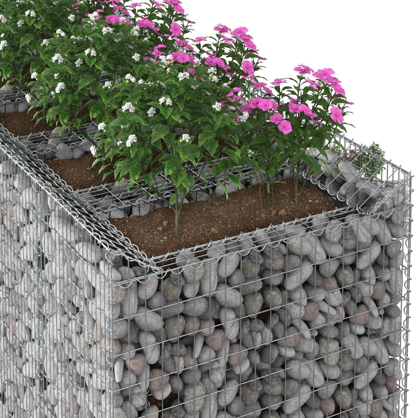 Gabionen-Hochbeet 2 pcs Silber