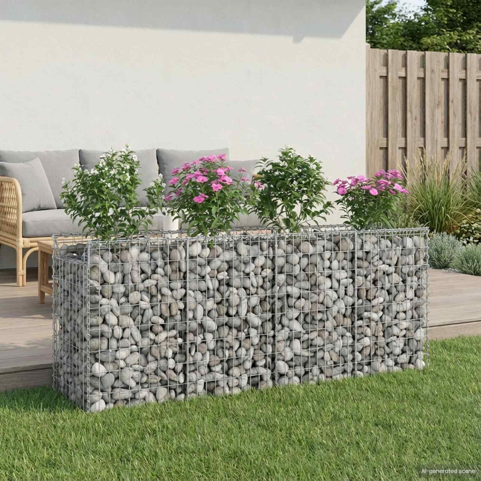 Gabionen-Hochbeet 2 stk. 200 x 50 x 80 cm Verzinkter Stahl
