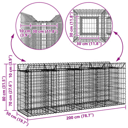 Gabionen-Hochbeet 2 stk. 200 x 50 x 80 cm Verzinkter Stahl