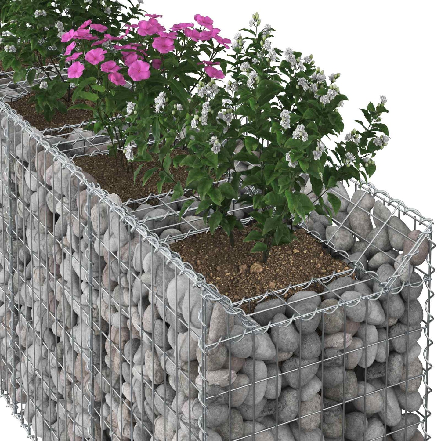Gabionen-Hochbeet 3 pcs Silber