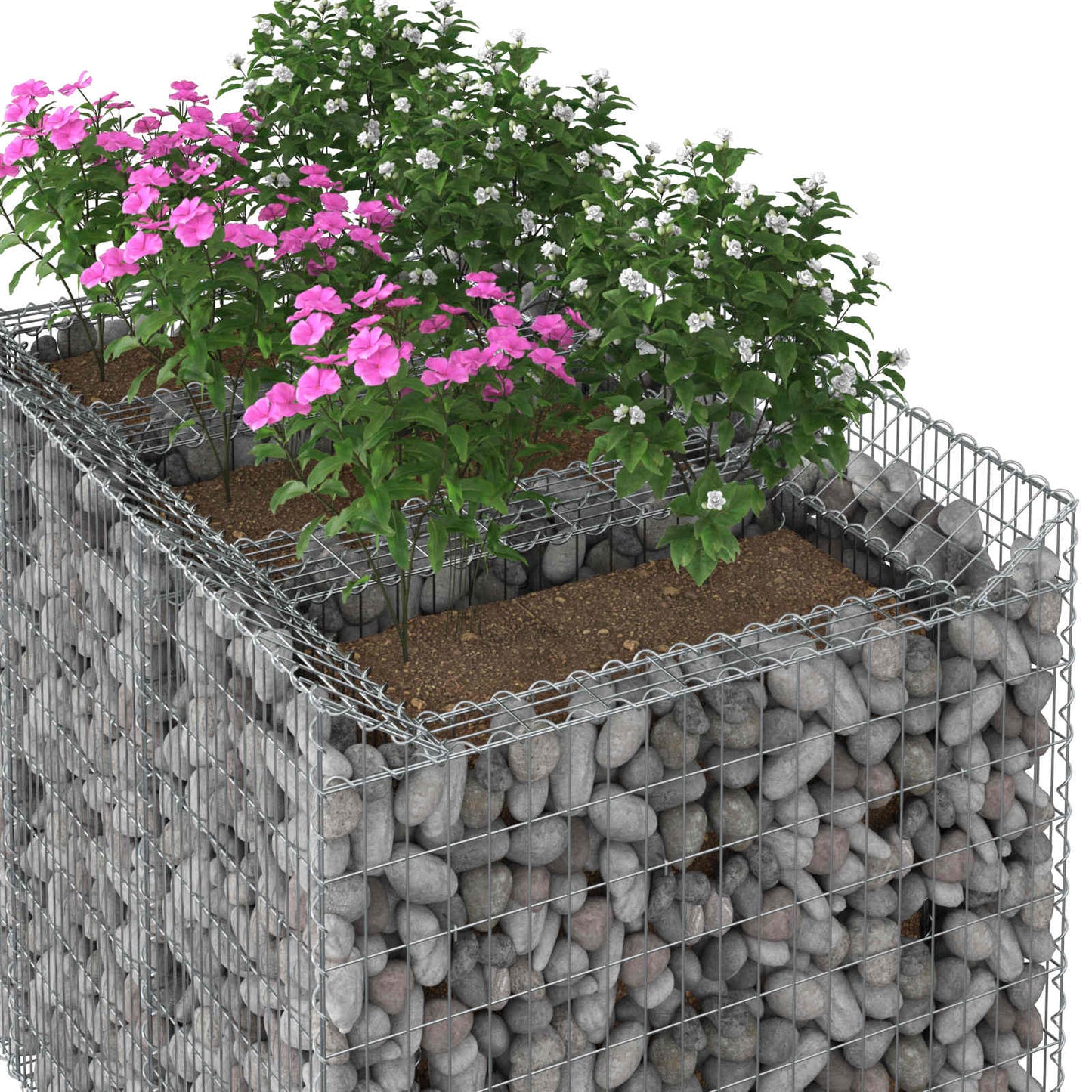 Gabionen-Hochbeet 2 pcs Silber