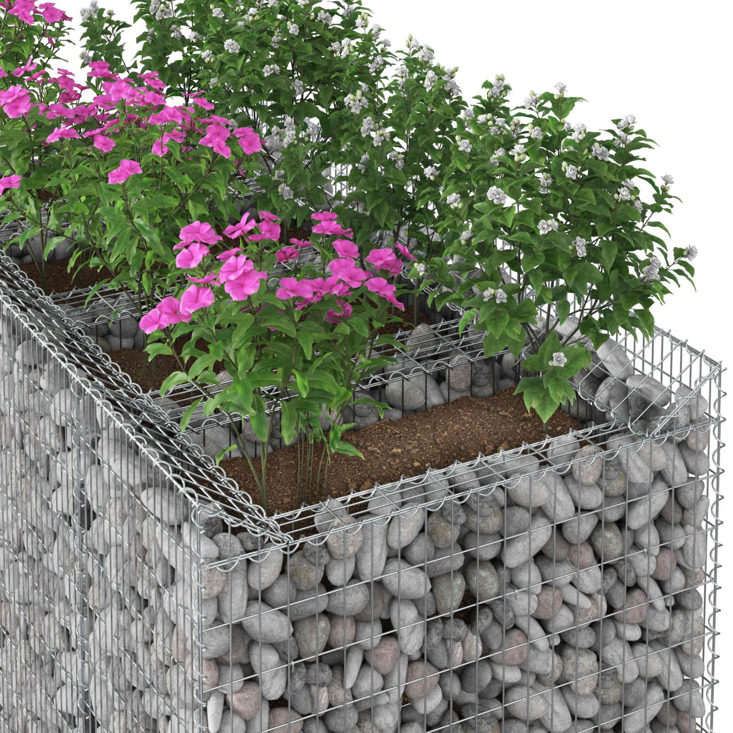 Gabionen-Hochbeet 2 pcs Silber