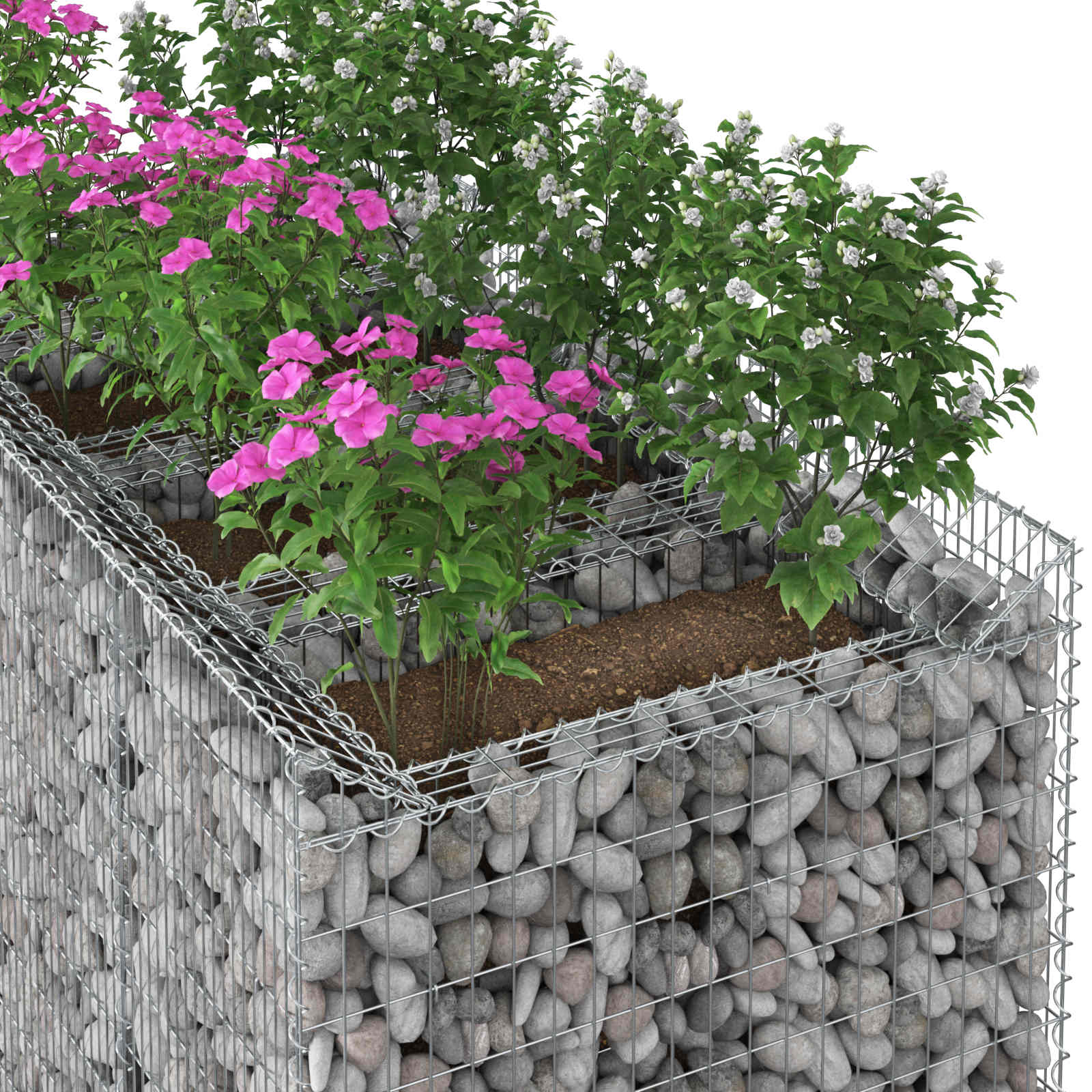 Gabionen-Hochbeet 2 pcs Silber