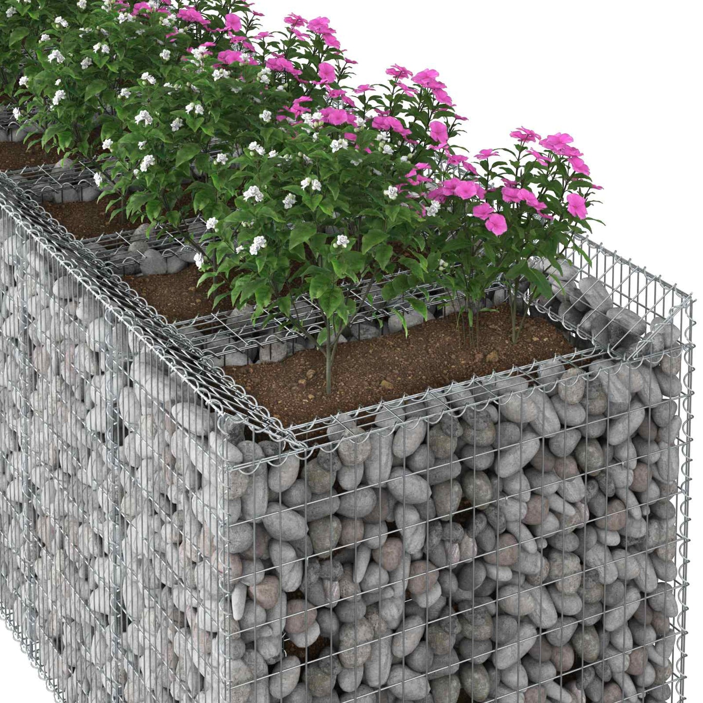 Gabionen-Hochbeet 3 pcs Silber