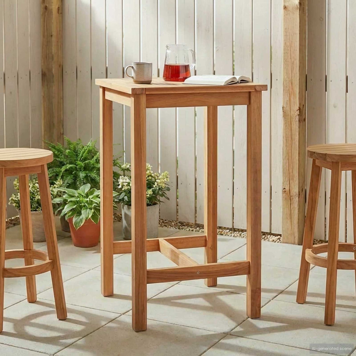Bartisch Natur 60 x 60 x 105 cm Massiv-Teak