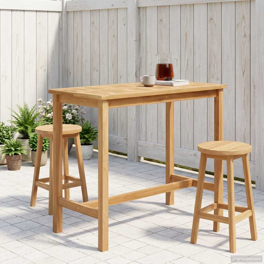 Bartisch Natur 110 x 60 x 105 cm Massiv-Teak