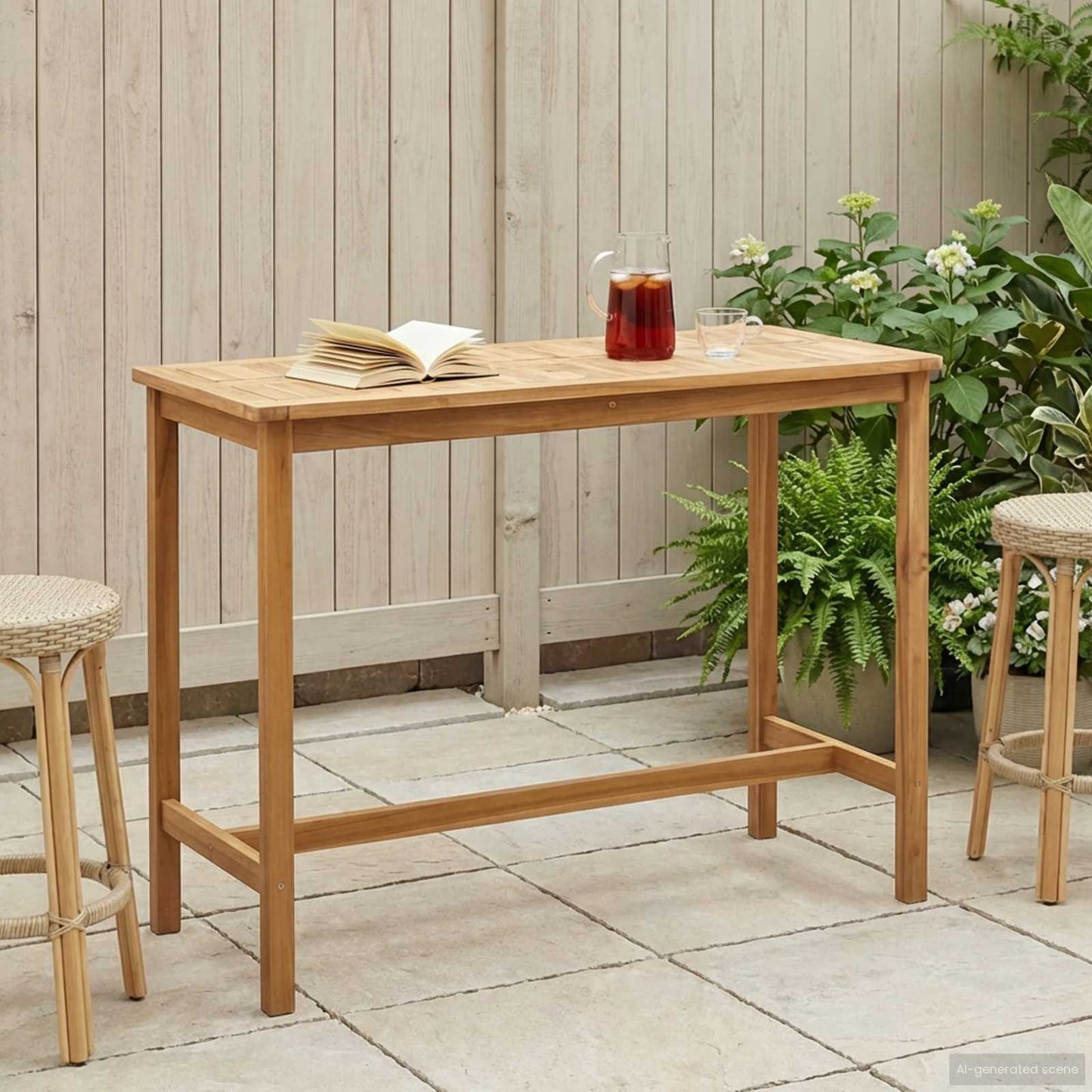 Bartisch Natur 150 x 75 x 105 cm Massivholz Teak