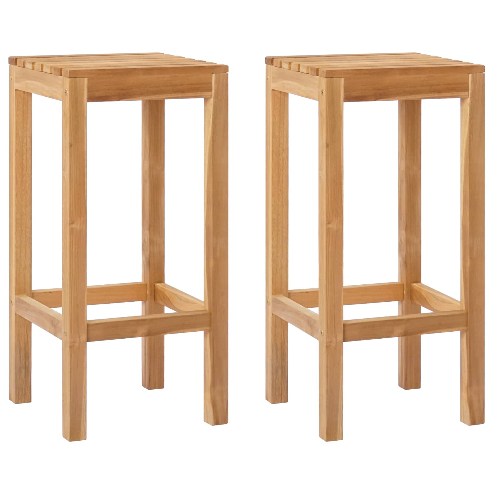 Barhocker 2 stk. Natur Massivholz Teak
