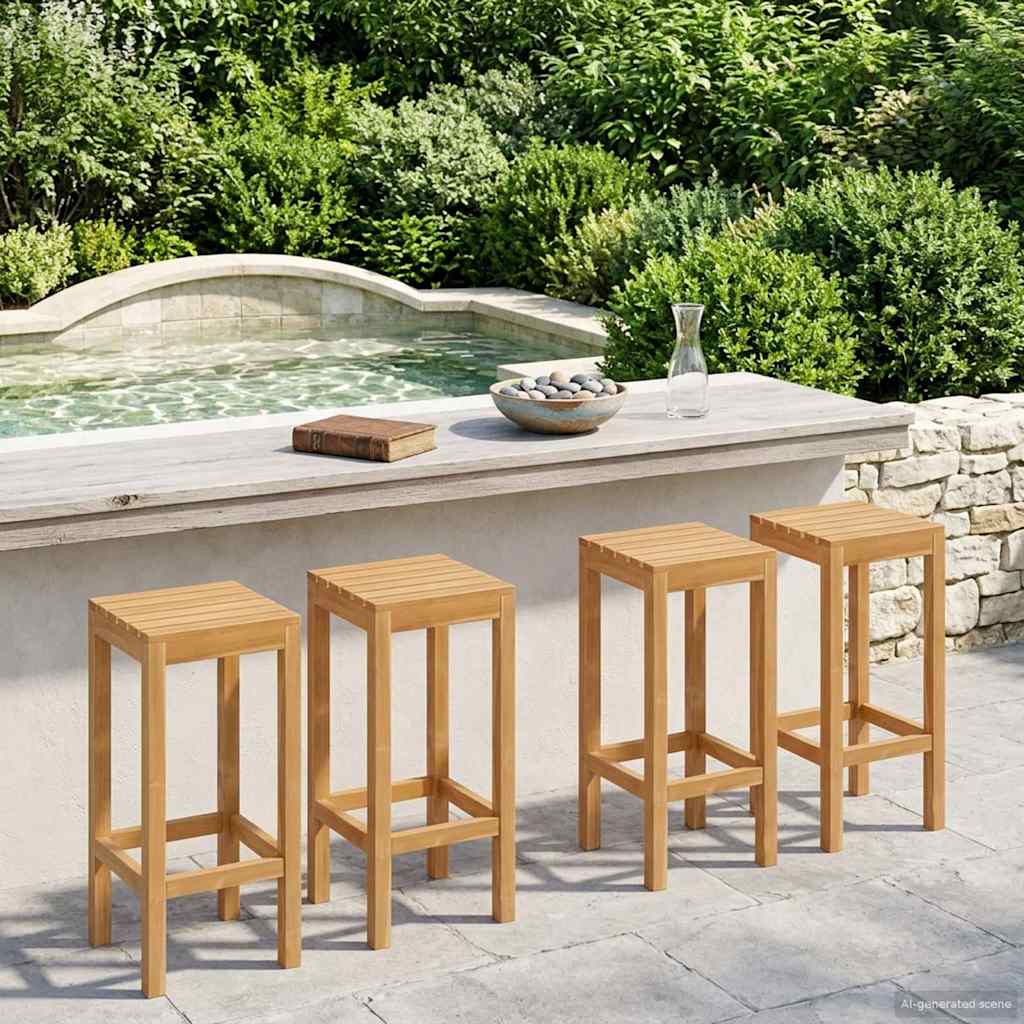Barhocker 4 stk. Natur Massivholz Teak