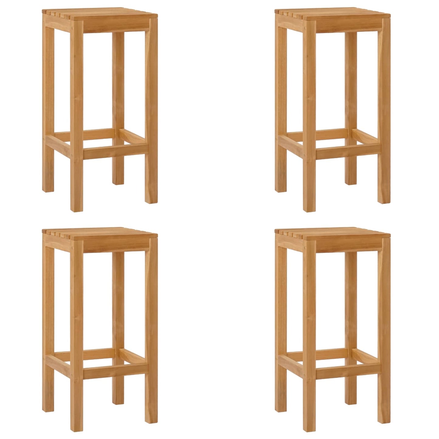 Barhocker 4 stk. Natur Massivholz Teak