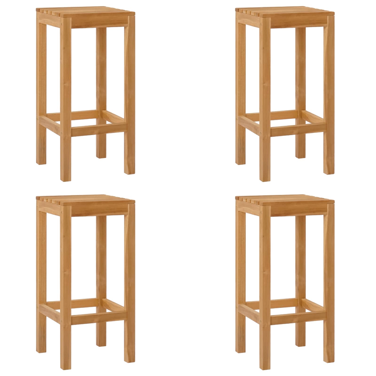 Barhocker 4 stk. Natur Massivholz Teak
