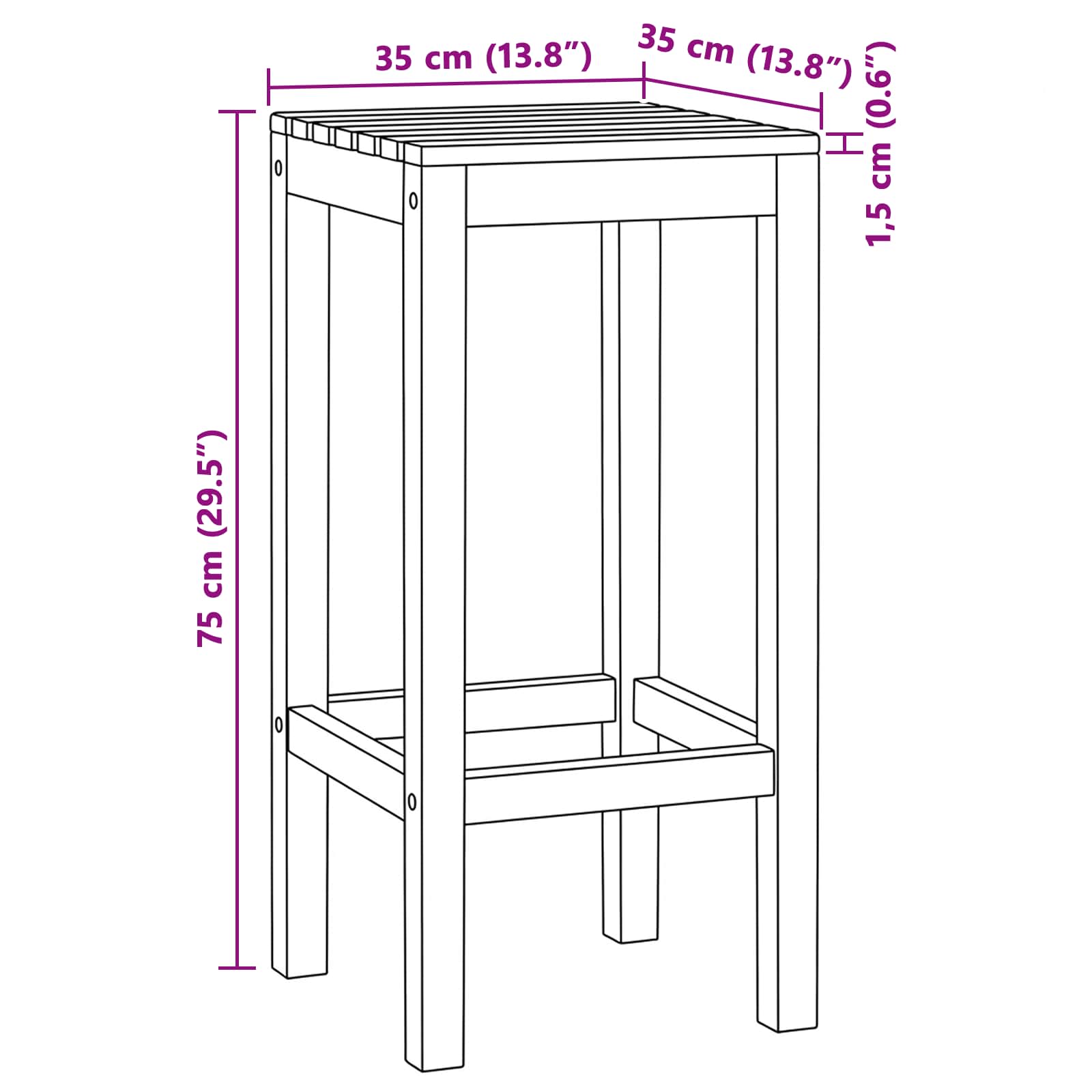 Barhocker 4 stk. Natur Massivholz Teak