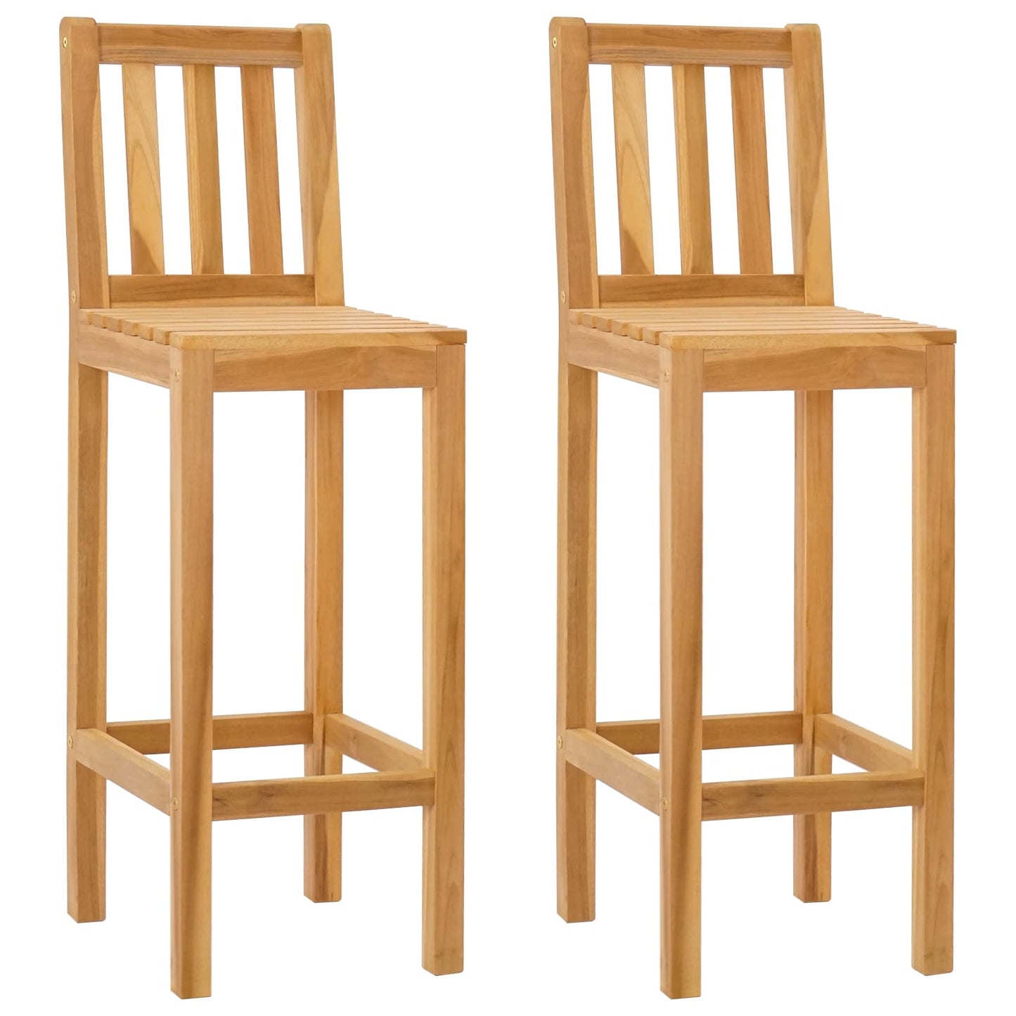 Barhocker 2 stk. Natur Massivholz Teak