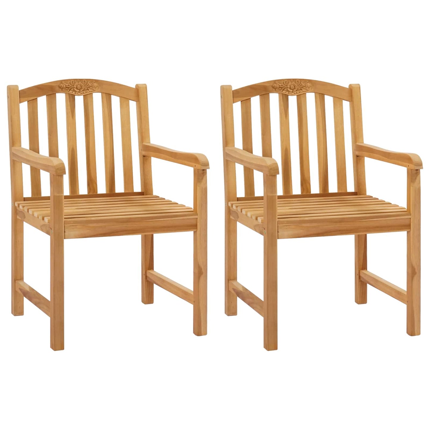 Handgeschnitzter Rosenstuhl 2 stk. Natur Massivholz Teak