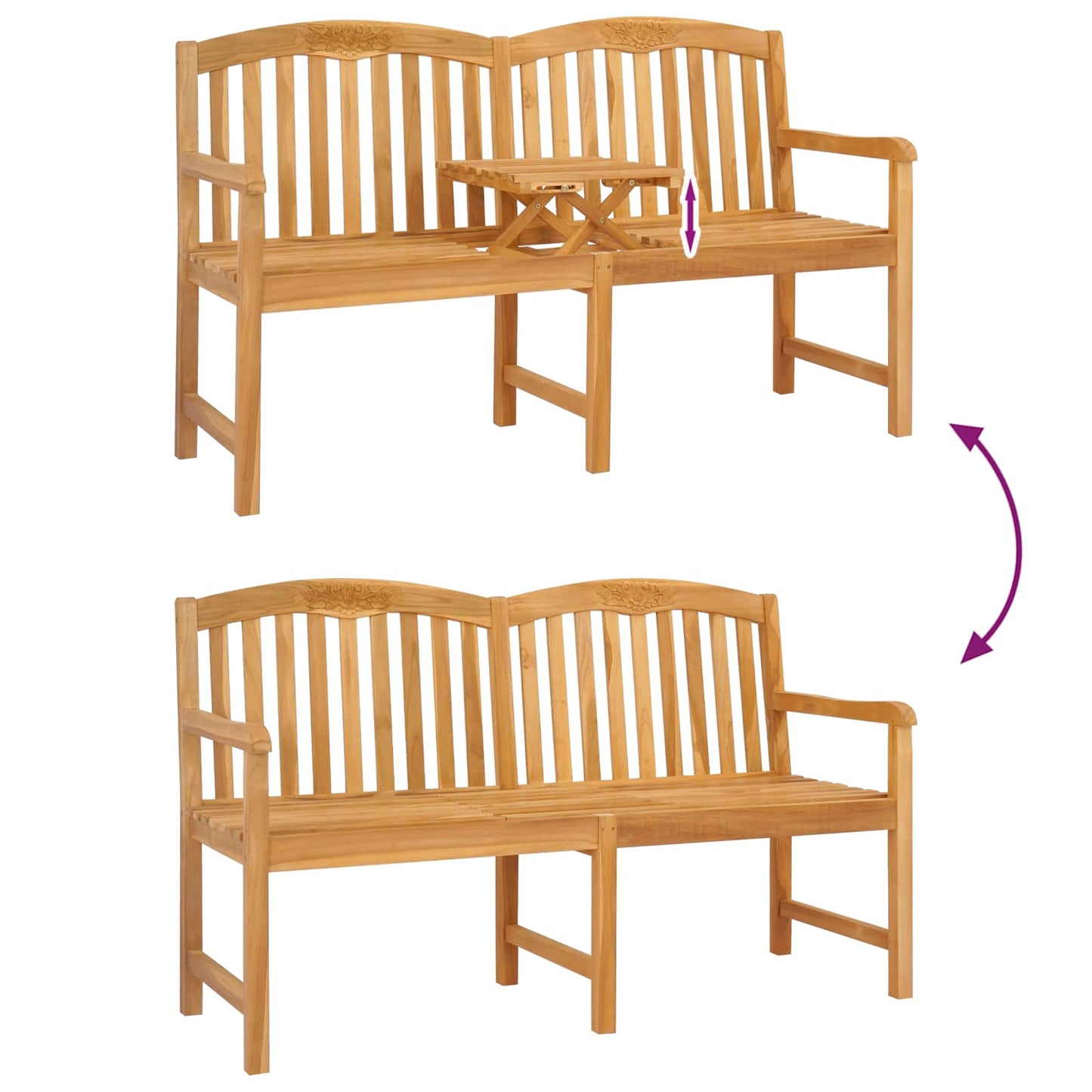 Handgefertigte Rosenbank 150,5 x 60 x 95 cm Massivholz Teak