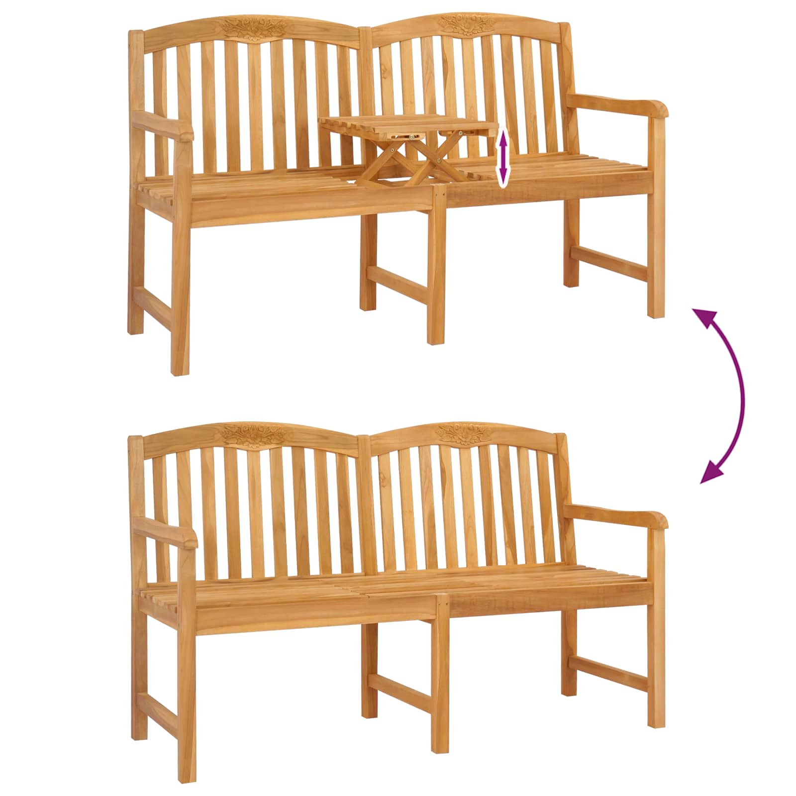 Handgefertigte Rosenbank 150,5 x 60 x 95 cm Massivholz Teak