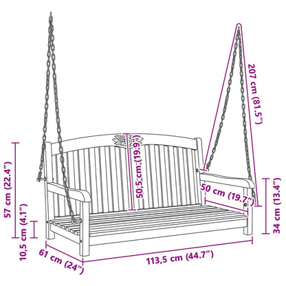 Schaukelbank Rose 114 x 61 x 61,5 cm Massivholz Teak Natur