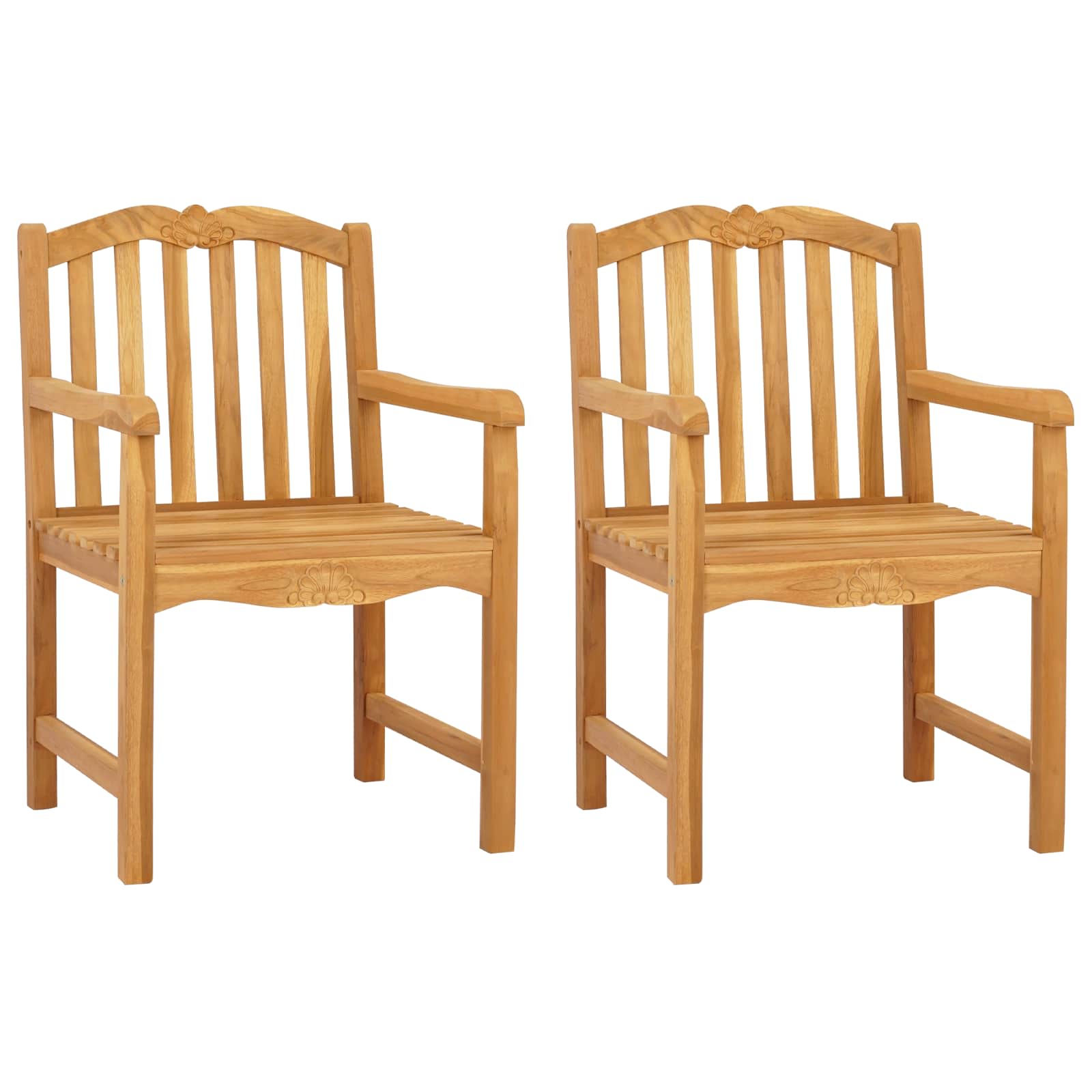 Handgeschnitzter Rosenstuhl 2 stk. Natur Massivholz Teak