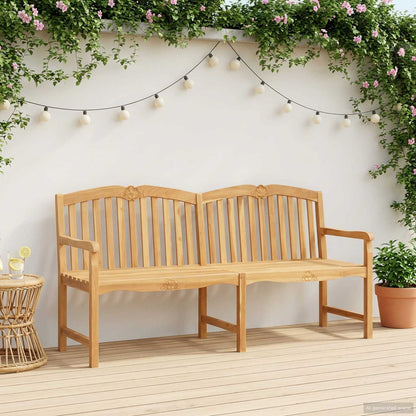 Handgeschnitzte Muschelbank 180 x 60 x 96 cm Massivholz Teak