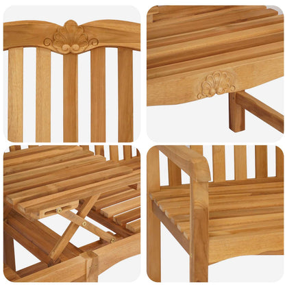 Handgeschnitzte Muschel-Bank 155 x 60 x 94 cm Massivholz Teak