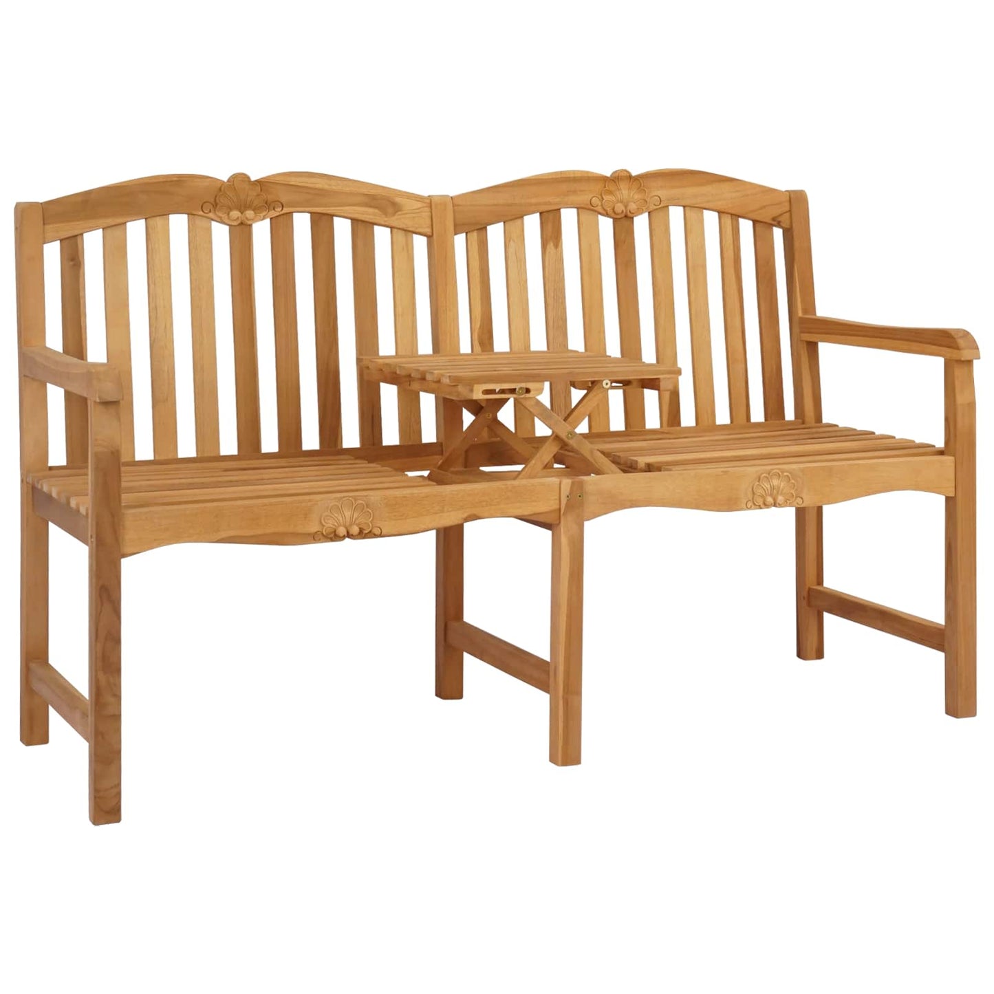 Handgefertigte Rosenbank 155 x 60 x 94 cm Massivholz Teak Natur