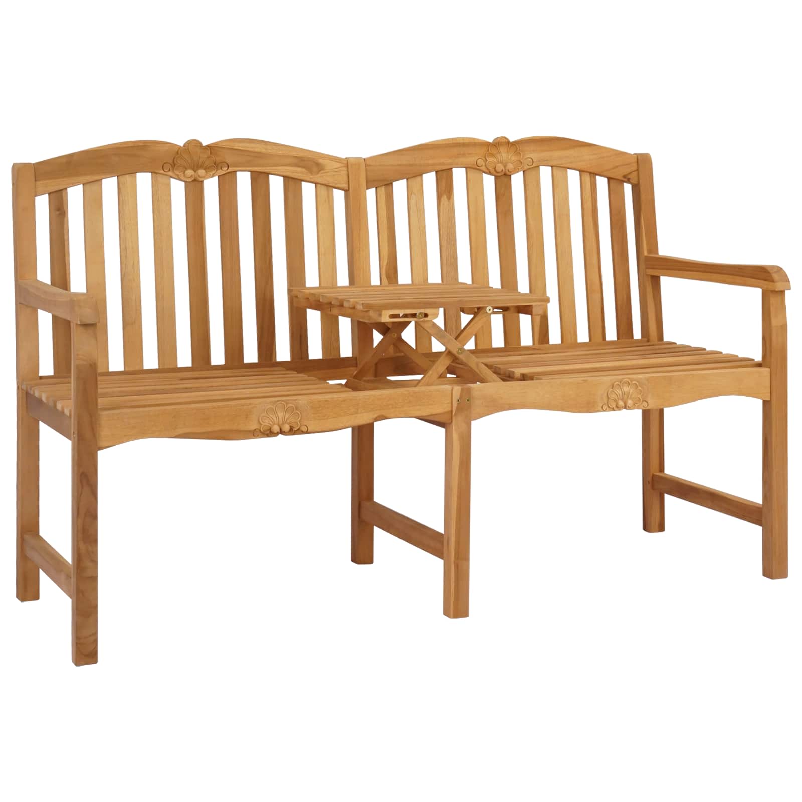 Handgefertigte Rosenbank 155 x 60 x 94 cm Massivholz Teak Natur