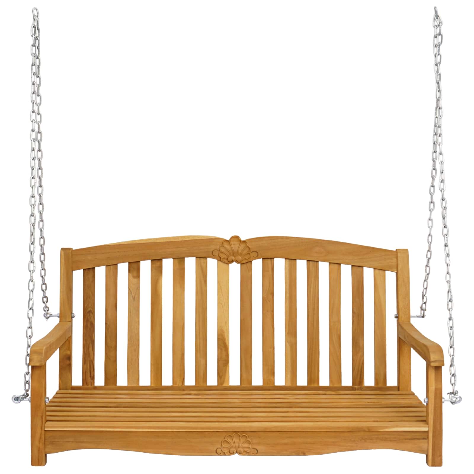 Schaukelbank 114 x 60 x 60,5 cm Massivholz Teak Natur